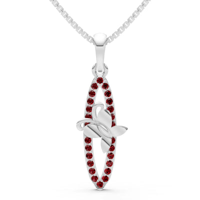 Garnet Butterfly Pendant