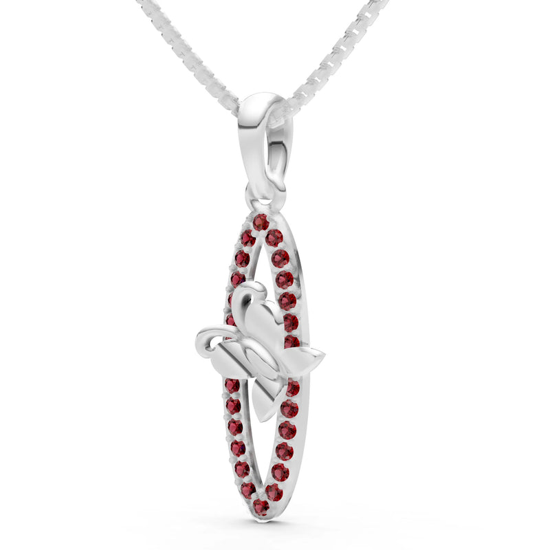 Garnet Butterfly Pendant