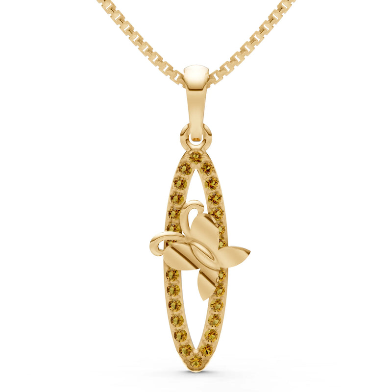 Citrine Butterfly Pendant