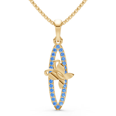 Swiss Blue Topaz Butterfly Pendant