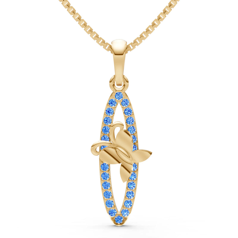 Swiss Blue Topaz Butterfly Pendant