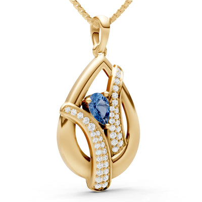 London Blue Topaz Pave Gemstone Pendant