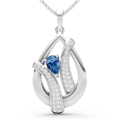 London Blue Topaz Pave Gemstone Pendant
