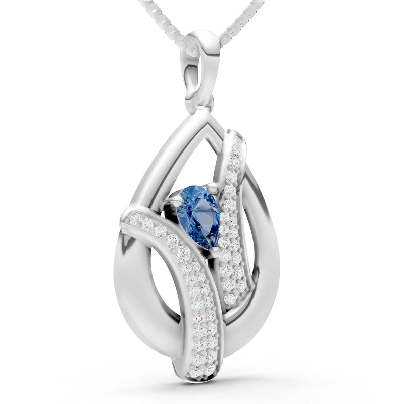 London Blue Topaz Pave Gemstone Pendant