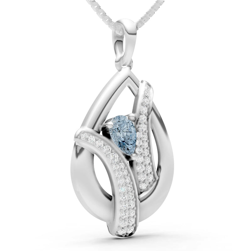 Aquamarine Pave Gemstone Pendant