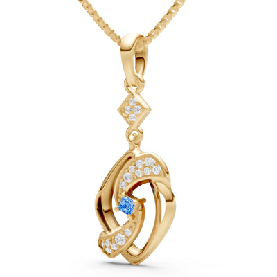 Swiss Blue Topaz Princess Gemstone Pendant