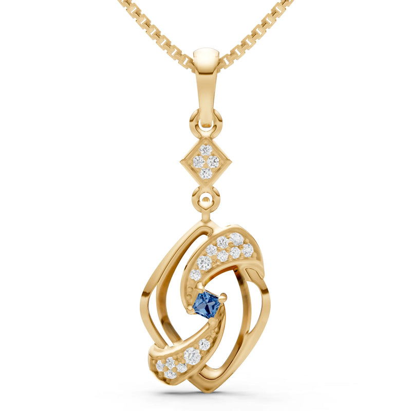 London Blue Topaz Princess Gemstone Pendant