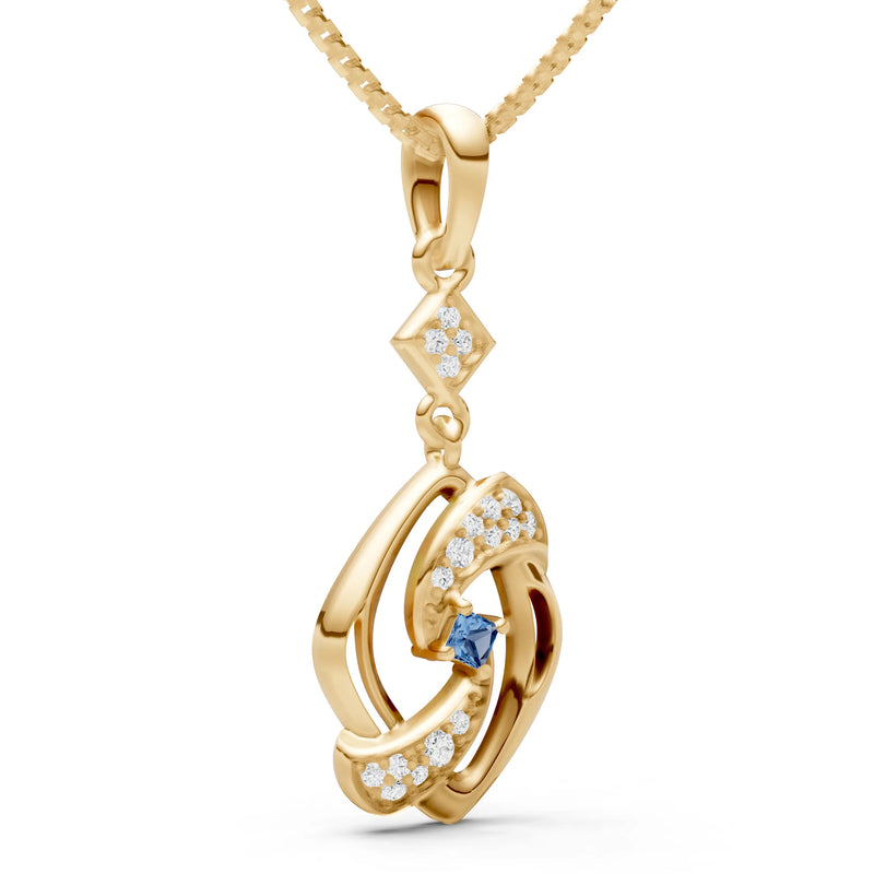 London Blue Topaz Princess Gemstone Pendant