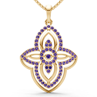 Amethyst Multi Gemstone Pave Set Pendant