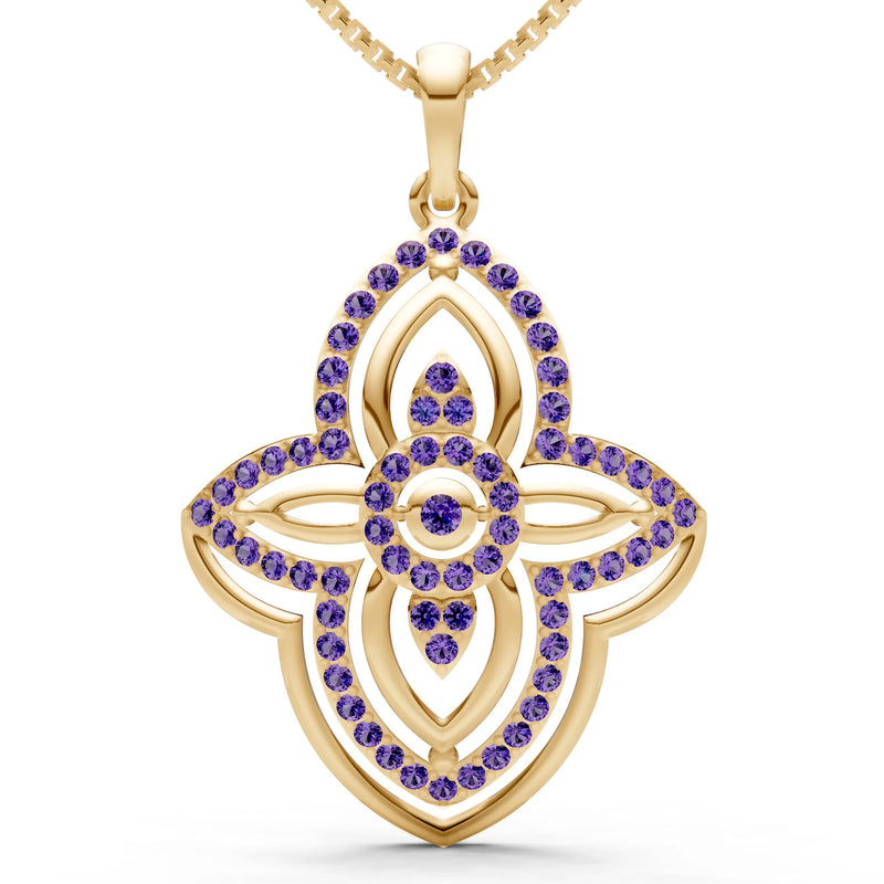 Amethyst Multi Gemstone Pave Set Pendant