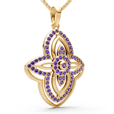 Amethyst Multi Gemstone Pave Set Pendant