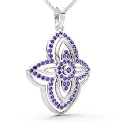 Amethyst Multi Gemstone Pave Set Pendant