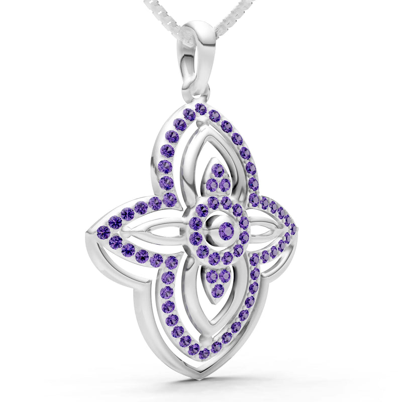Amethyst Multi Gemstone Pave Set Pendant