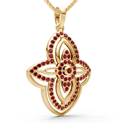 Garnet Multi Gemstone Pave Set Pendant