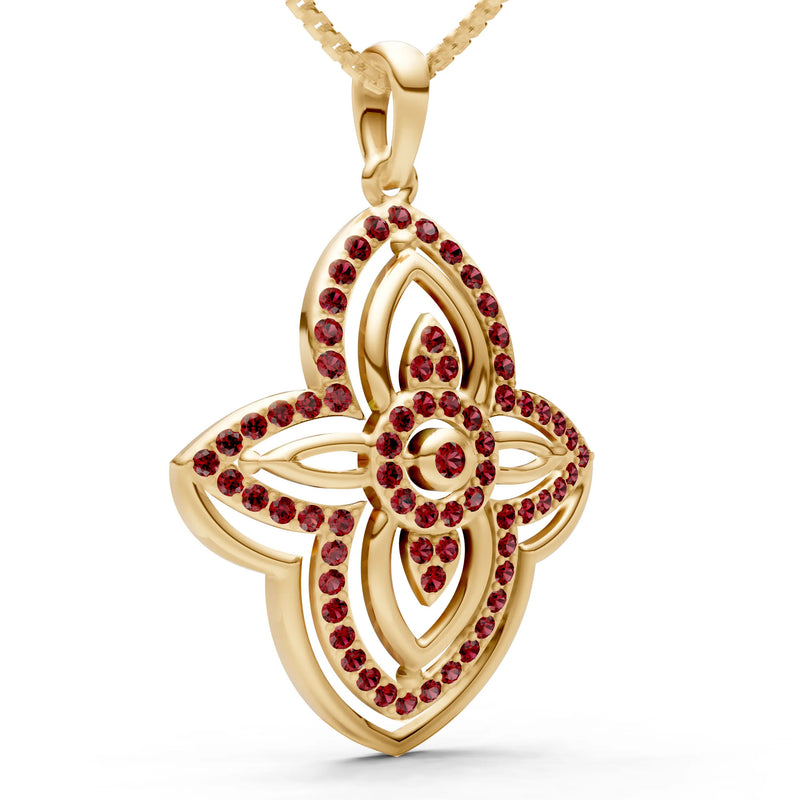 Garnet Multi Gemstone Pave Set Pendant