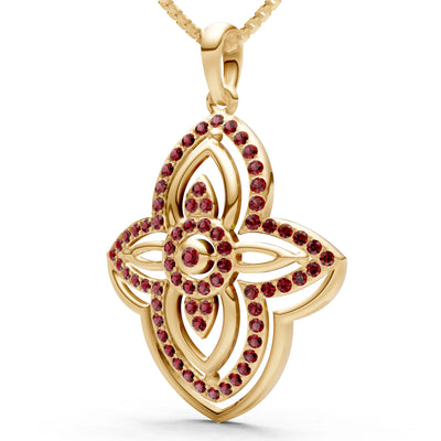 Garnet Multi Gemstone Pave Set Pendant