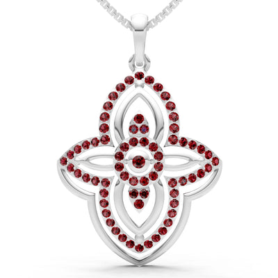 Garnet Multi Gemstone Pave Set Pendant