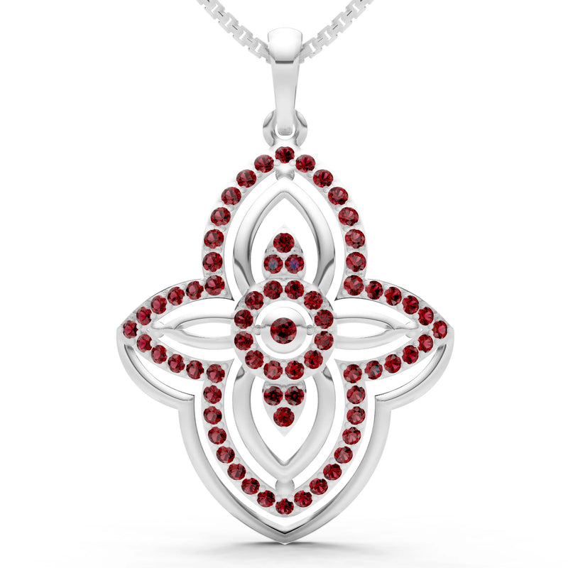 Garnet Multi Gemstone Pave Set Pendant