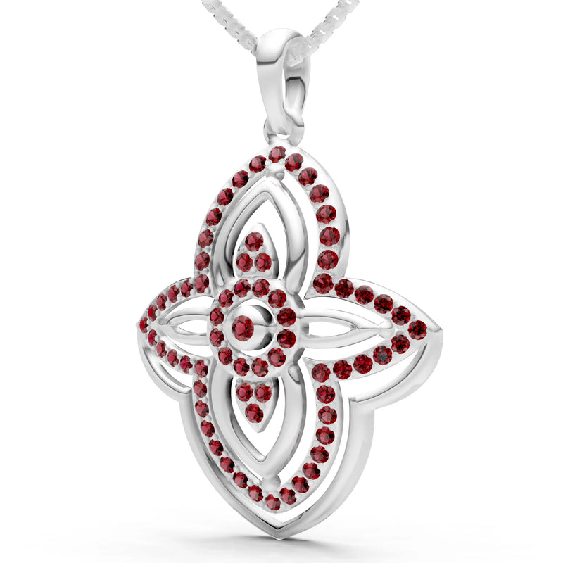 Garnet Multi Gemstone Pave Set Pendant