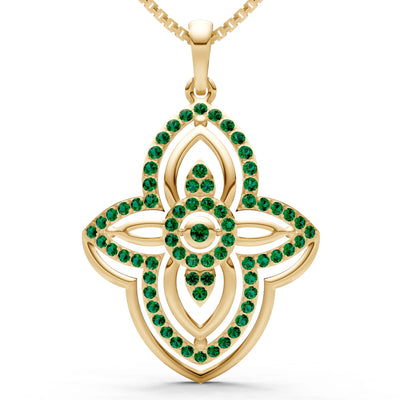 Emerald Multi Gemstone Pave Set Pendant