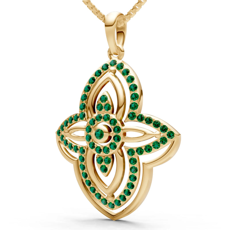 Emerald Multi Gemstone Pave Set Pendant