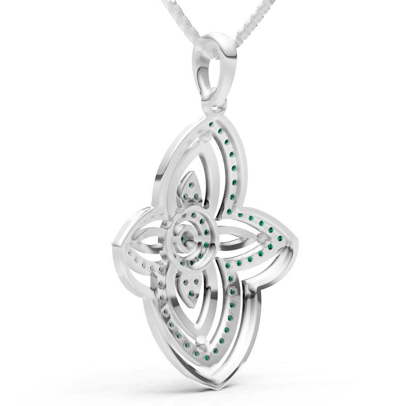 Emerald Multi Gemstone Pave Set Pendant