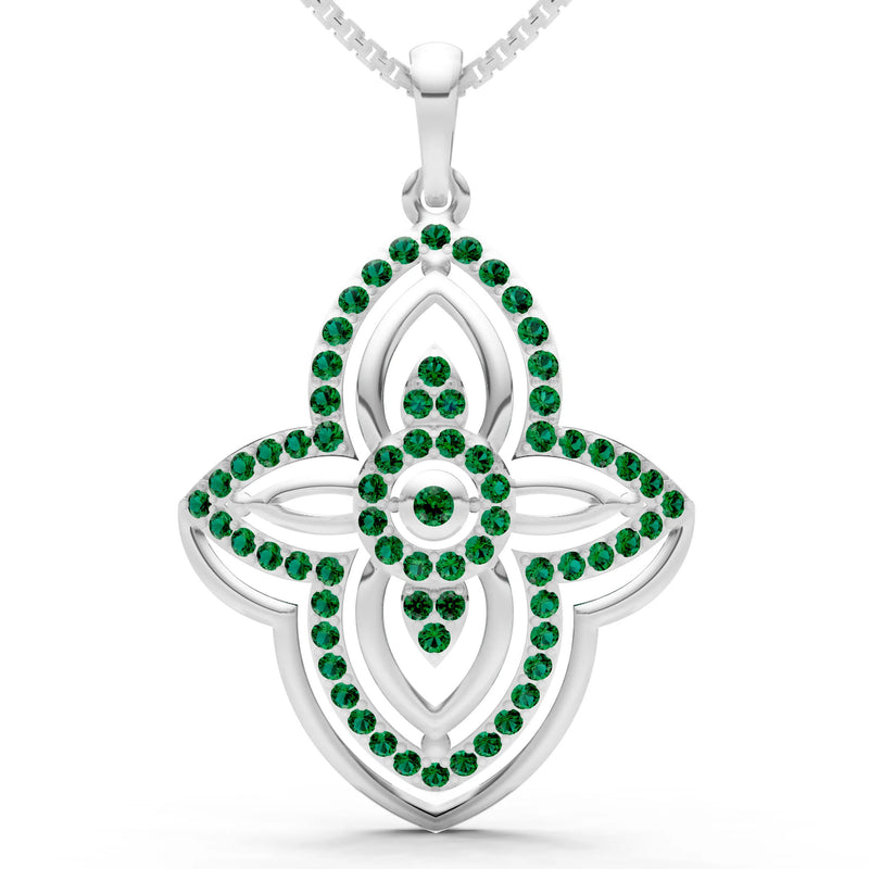 Emerald Multi Gemstone Pave Set Pendant