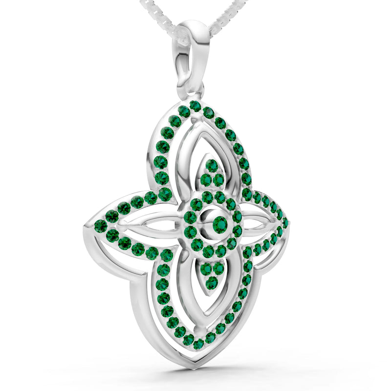 Emerald Multi Gemstone Pave Set Pendant