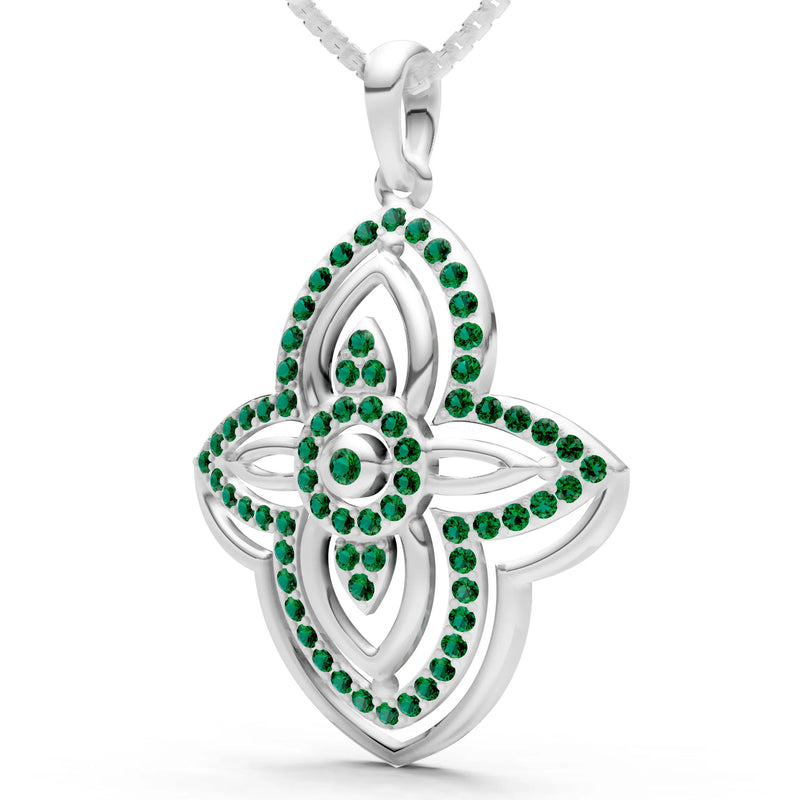 Emerald Multi Gemstone Pave Set Pendant