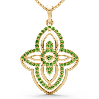 Peridot Multi Gemstone Pave Set Pendant