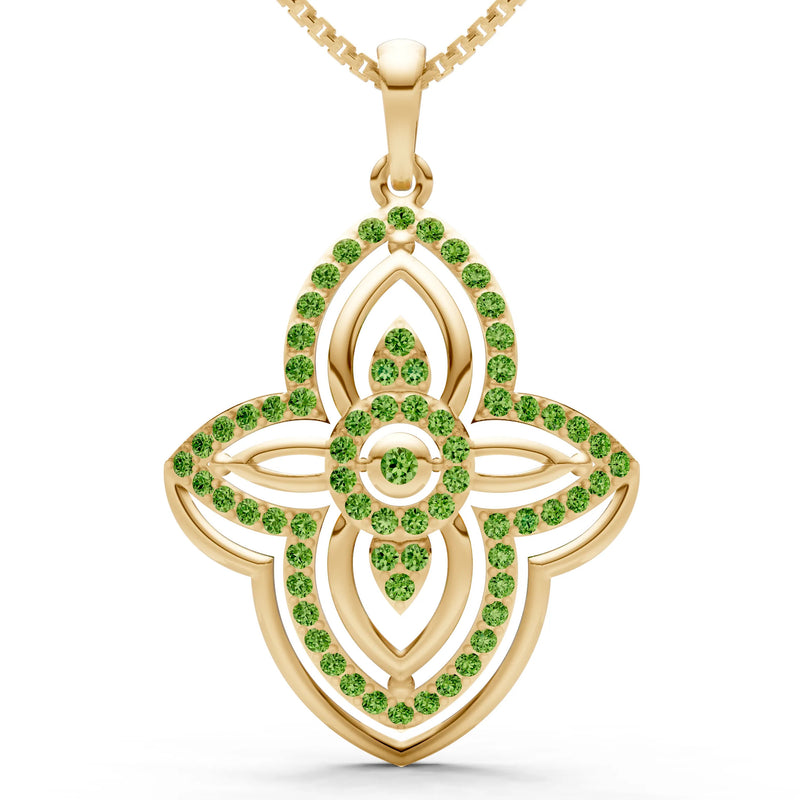 Peridot Multi Gemstone Pave Set Pendant