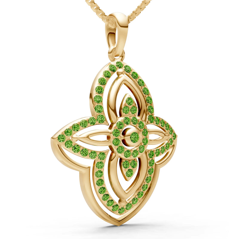 Peridot Multi Gemstone Pave Set Pendant