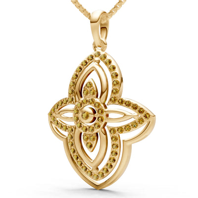 Citrine Multi Gemstone Pave Set Pendant