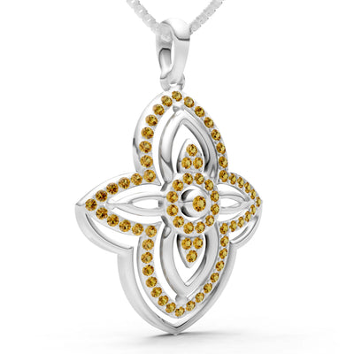 Citrine Multi Gemstone Pave Set Pendant