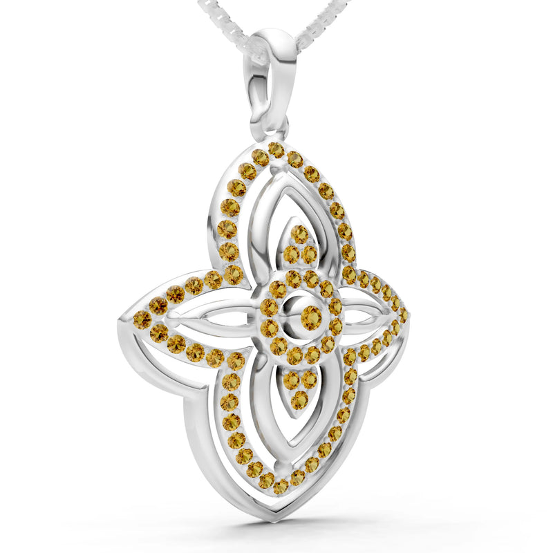 Citrine Multi Gemstone Pave Set Pendant