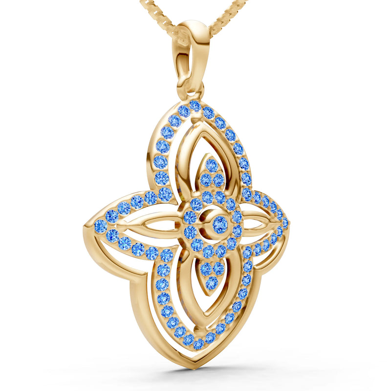 Swiss Blue Topaz Multi Gemstone Pave Set Pendant