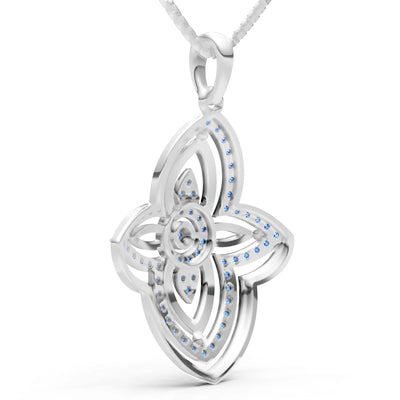 Swiss Blue Topaz Multi Gemstone Pave Set Pendant