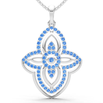 Swiss Blue Topaz Multi Gemstone Pave Set Pendant