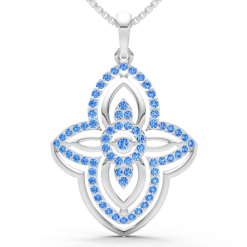 Swiss Blue Topaz Multi Gemstone Pave Set Pendant