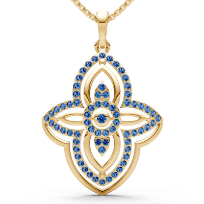 London Blue Topaz Multi Gemstone Pave Set Pendant