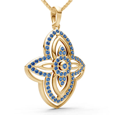 London Blue Topaz Multi Gemstone Pave Set Pendant