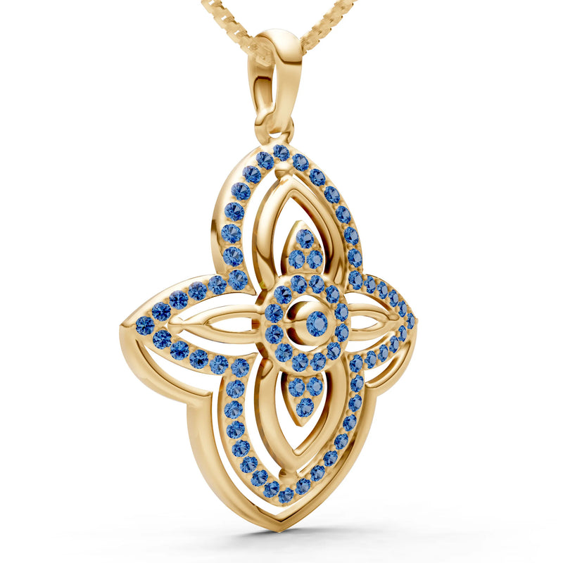 London Blue Topaz Multi Gemstone Pave Set Pendant