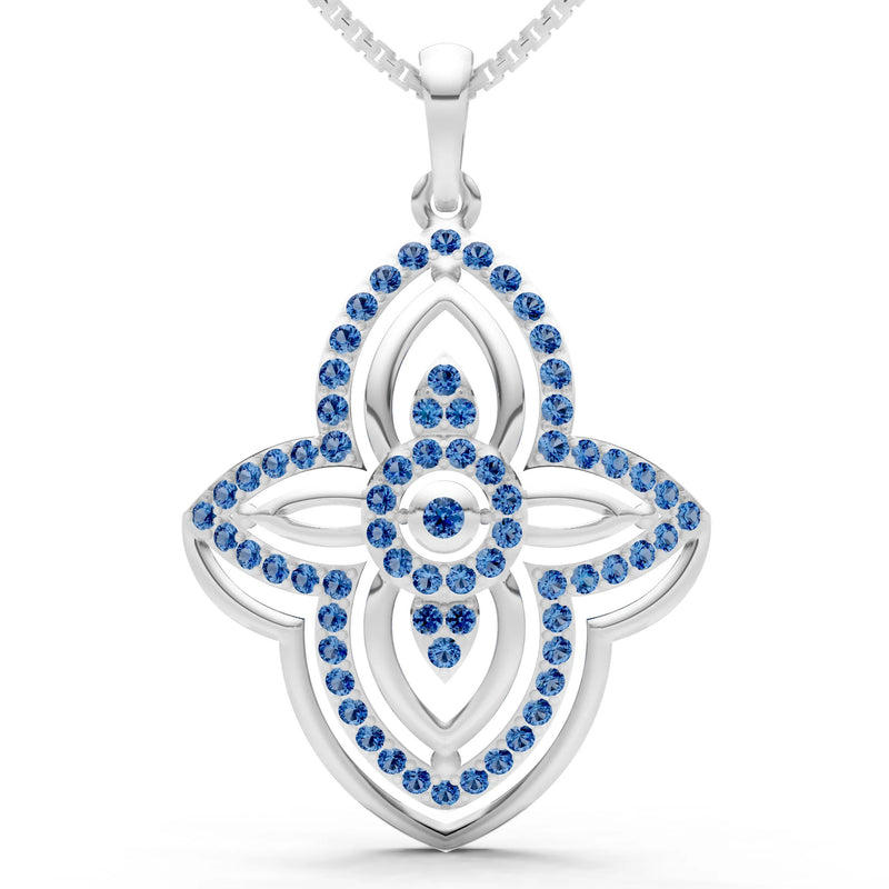 London Blue Topaz Multi Gemstone Pave Set Pendant