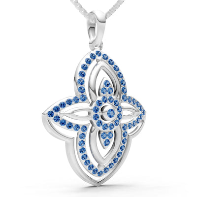 London Blue Topaz Multi Gemstone Pave Set Pendant