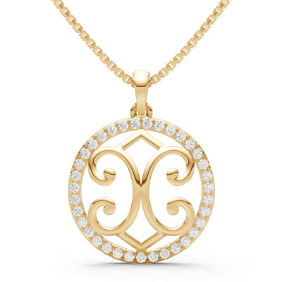 Diamond Round Gemstone Pendant