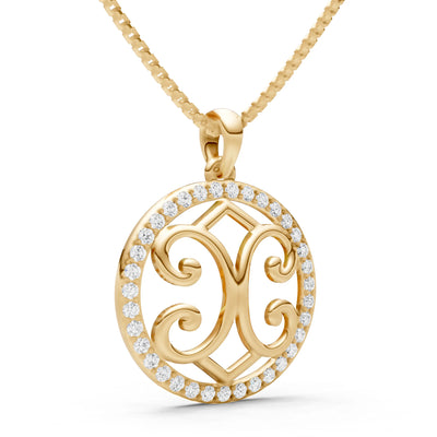 Diamond Round Gemstone Pendant