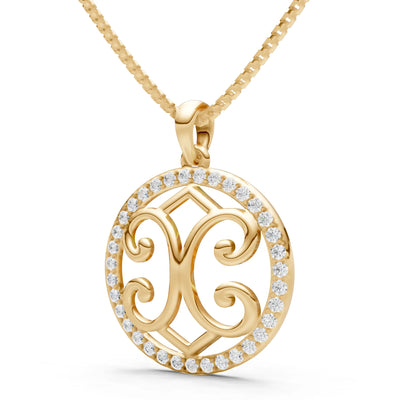 Diamond Round Gemstone Pendant