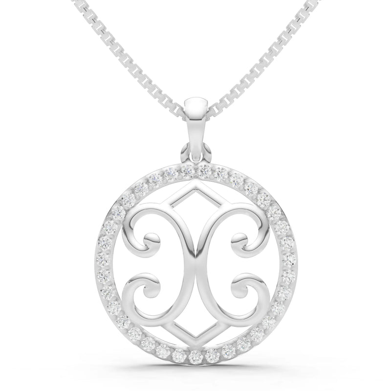 Diamond Round Gemstone Pendant