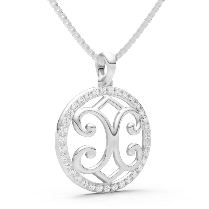 White Topaz Round Gemstone Pendant