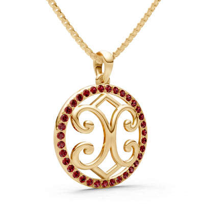 Garnet Round Gemstone Pendant